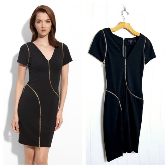 Ted Baker London Dresses & Skirts - Ted Baker London Green Women's Gold Zipper Short Sleeve Sheath Dress Sz 1, US 2